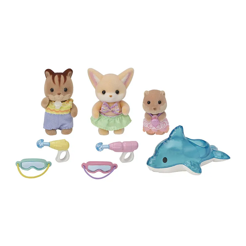 Trio bébés écureuil fennec & castor à la piscine - 8pcs-0