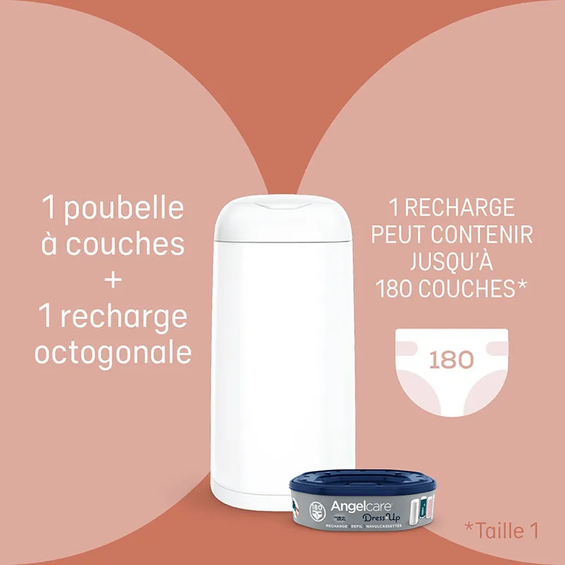 Starter pack Poubelle à couches Dress Up avec 3 recharges + 2 Housses OFFERTES Jungle/Gris-9