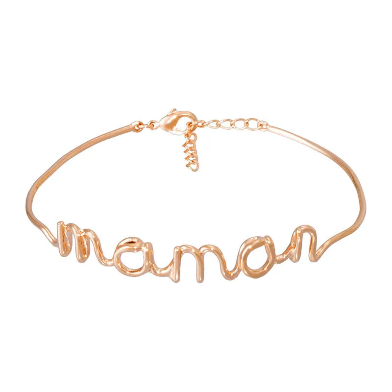 Bracelet fil Maman - Laiton Rosé-0