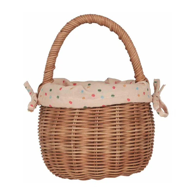 Panier Rotin Naturel/Pois 19x14cm - 36m+-0