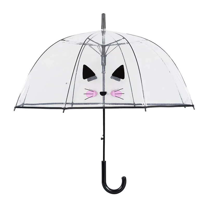 Parapluie cloche auto. Tête de chat Susino - Transparent/Noir-1