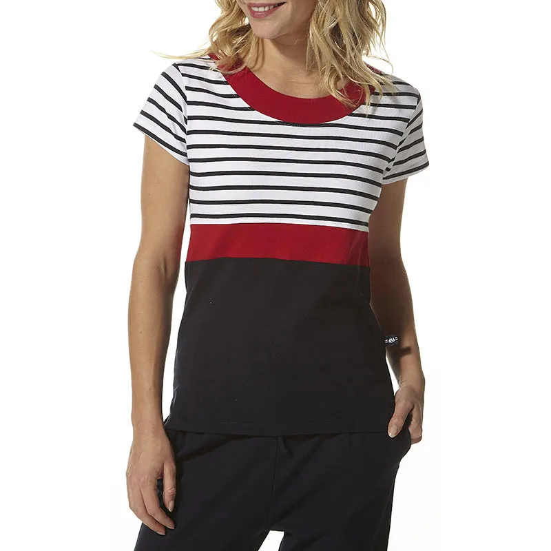 T-shirt MC Laure Femme - Blanc/Marine/Rouge-1