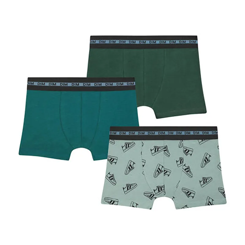3 Boxers Garçon Fashion - Bleu/Vert-0