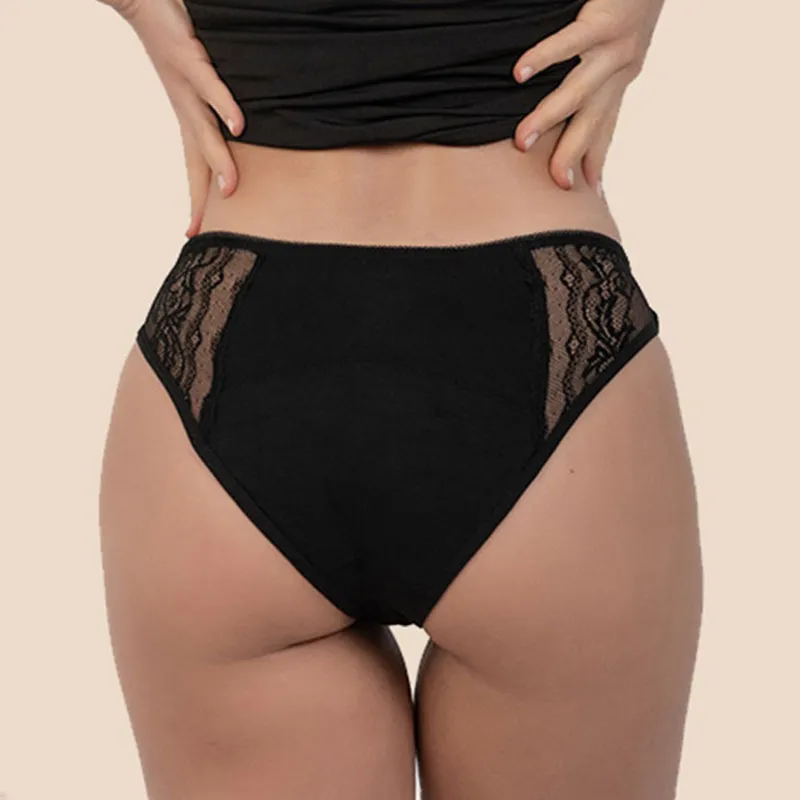 5 Culottes Menstru. Flux abondant Bambou Lola - Noir-3