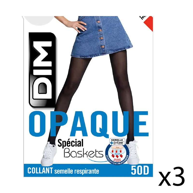 3 paires de Collants Opaque Special Baskets 50D - Noir-0