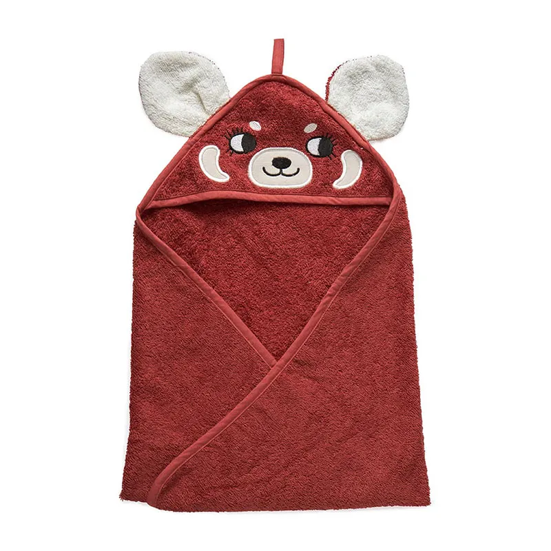 Cape de bain Coton BIO Panda Rouge Coton - 75cm-0