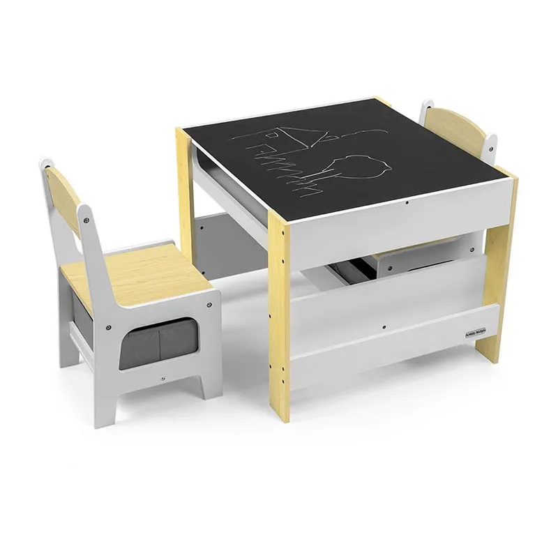 Table + 2 Chaises Sven Naturel/Blanc - 24m+-11