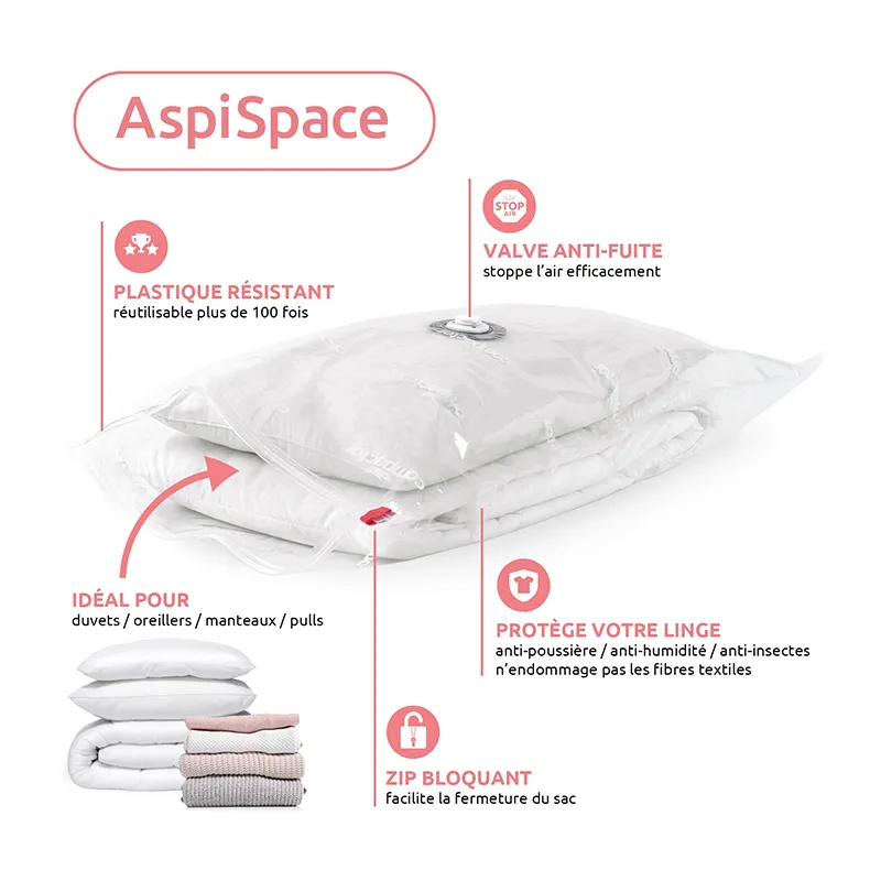 2 Housses de rangement sous vide Aspispace - 80x100cm-3