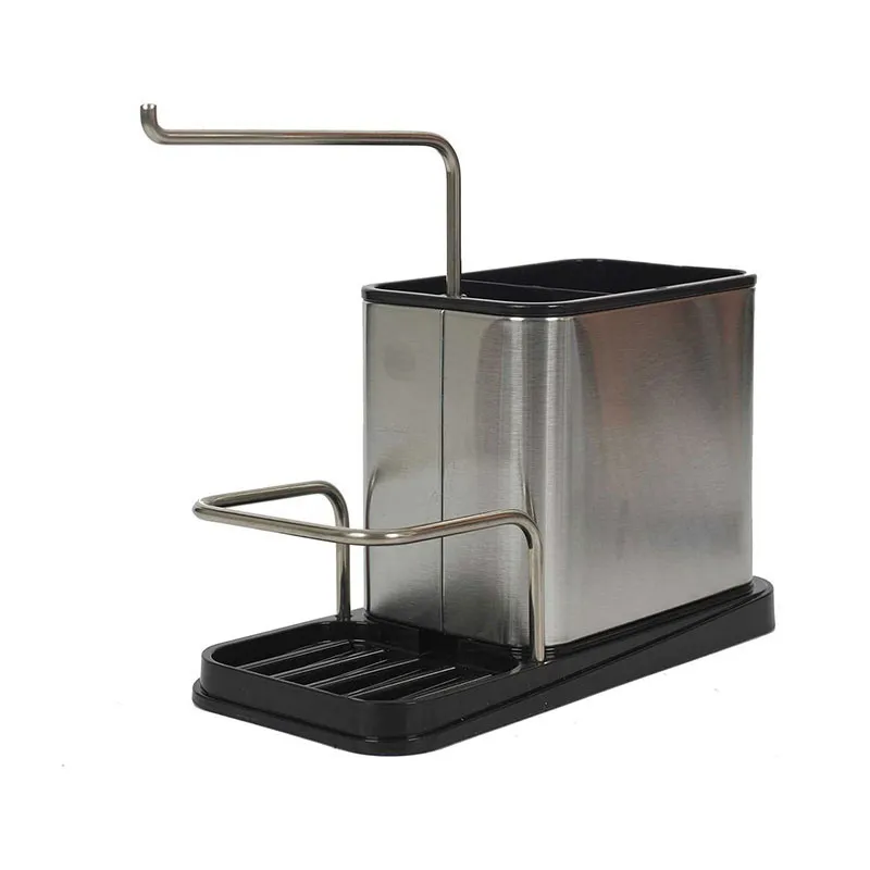 Porte éponge & Brosse Inox - 22x10x13cm-2