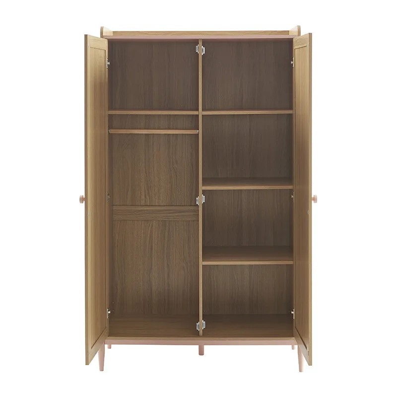 Armoire Pablo rose & cannage rotin 2 portes - 100x47x170cm-3