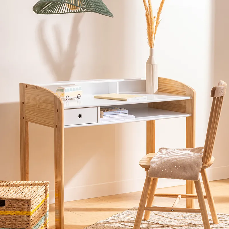 Bureau enfant primaire Bois Blanc - 100x52x85cm-0