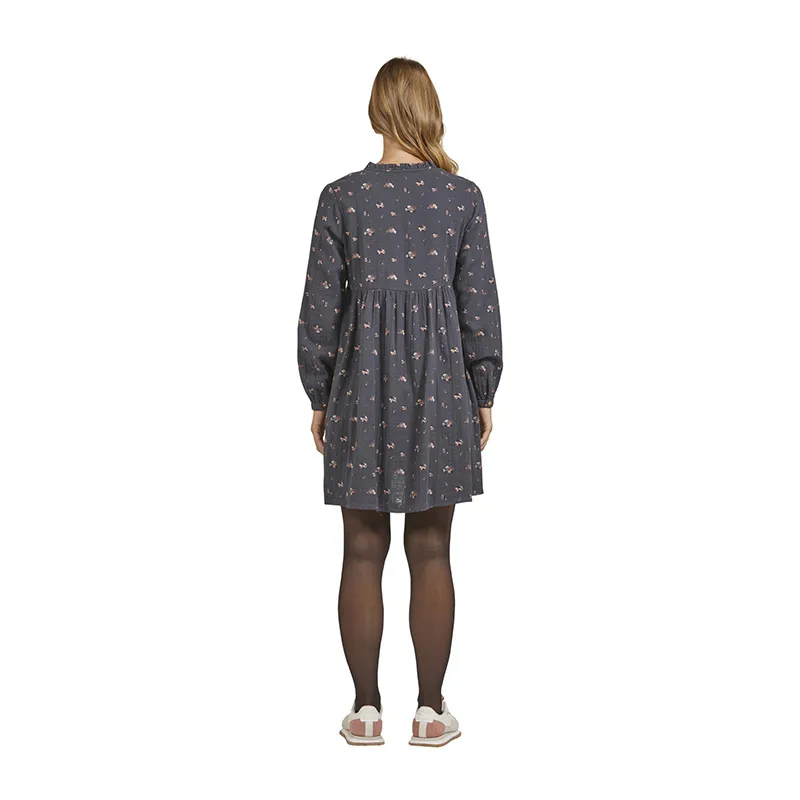 Robe de grossesse/allait Gaze de Coton Fleurs - Gris-2