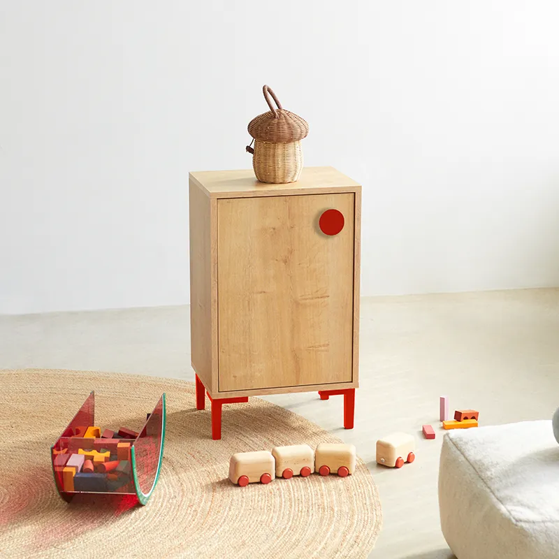 Table de chevet Rouge/Bois - 65x30x40cm-0