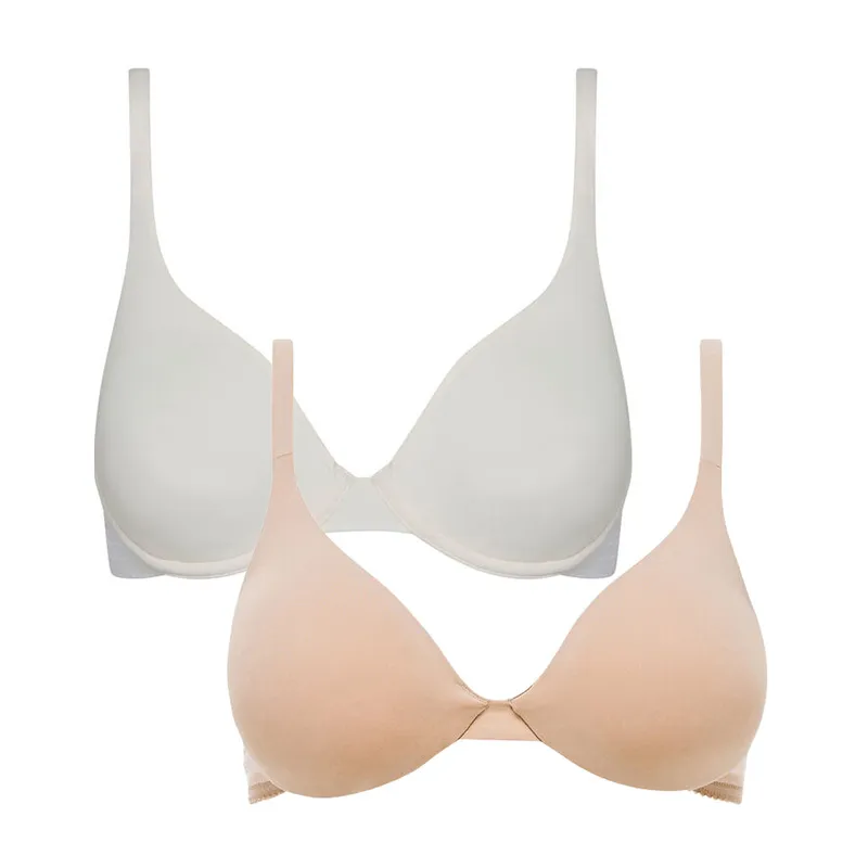 2 Soutien-gorge corbeille Invisifree Femme - Skin/Nacre-0