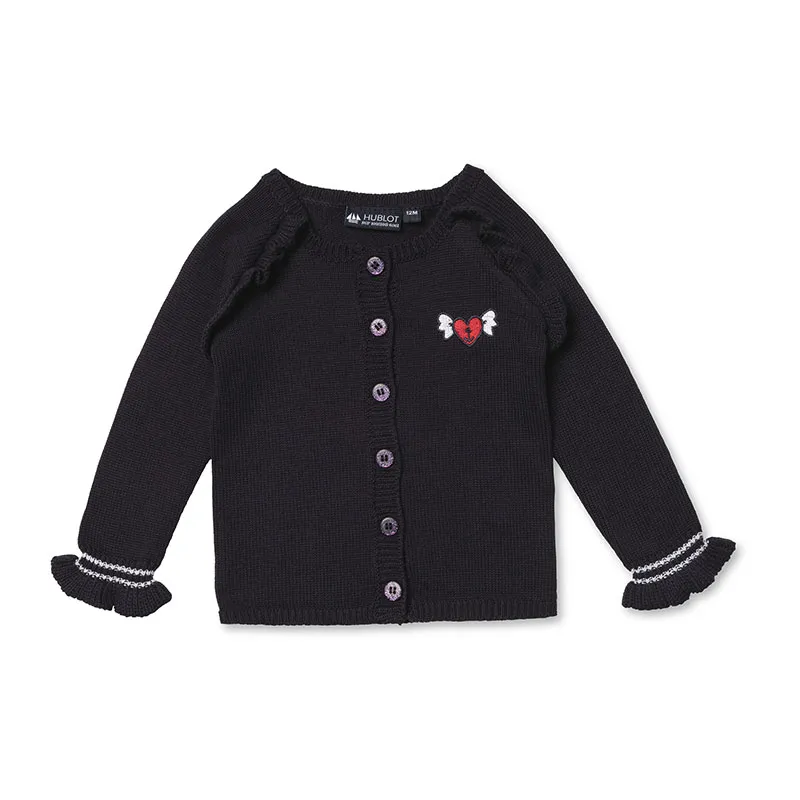 Gilet boutonné  fille Allohalay - Marine-0