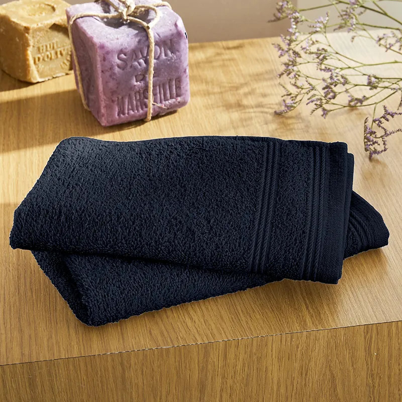 2 Serviettes invité éponge Coton Spa Bleu nuit - 30x50cm-3
