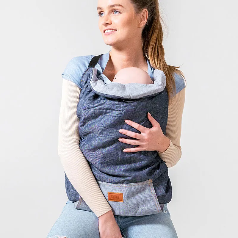 Couverture pour porte bébé - Denim Brut/Gris-5
