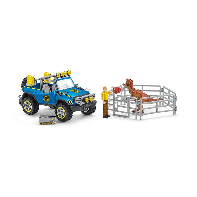 Voiture tout-terrain + Dino. dans enclos - Dinosaures-0