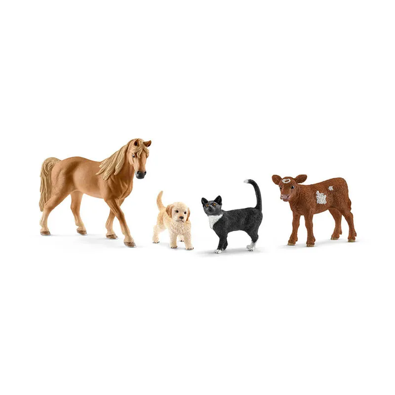 4 Animaux Cheval/Chiot/Chat/Veau - Farm World-0
