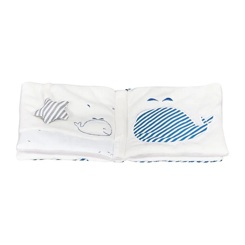Livre d'éveil Baleine Bleu/Blanc - 15x15x6cm-1