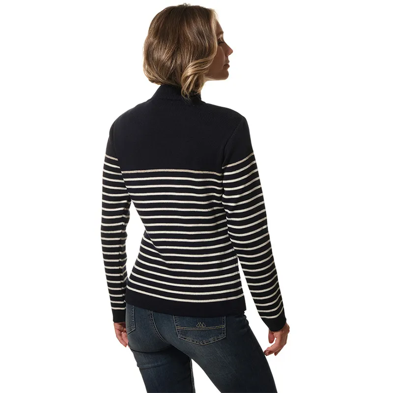 Pull marinière col cheminée Hilarias Femme - Marine/Écru-1
