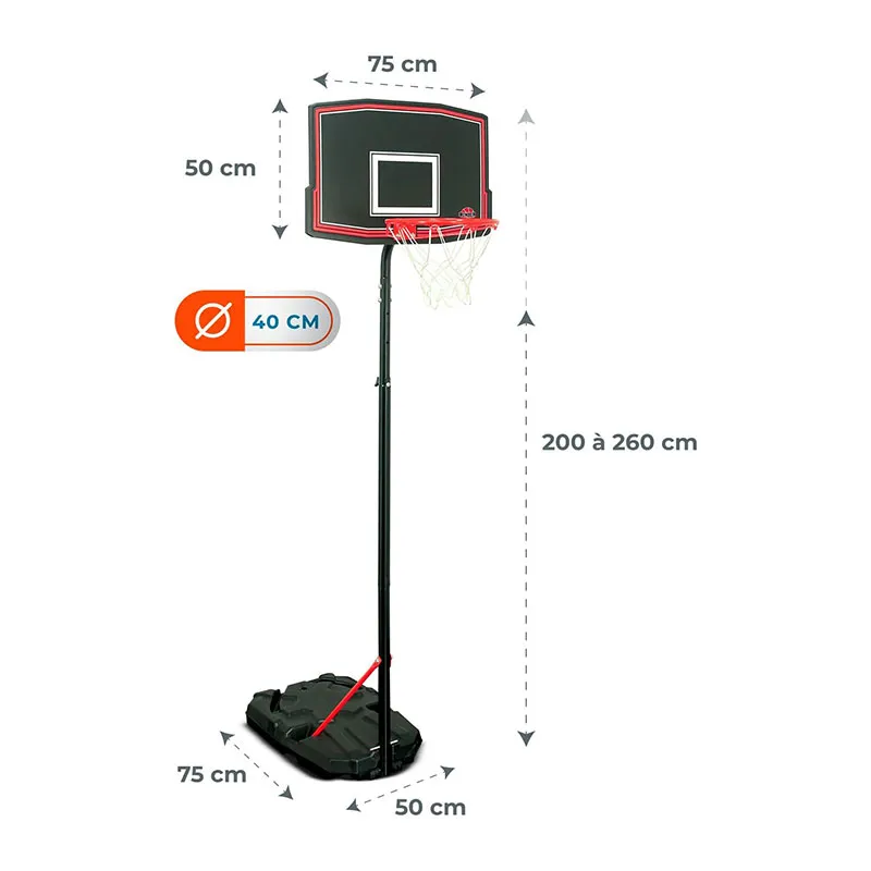 Panier de basket Phoenix Hauteur réglable - 2m à 2.60m-3