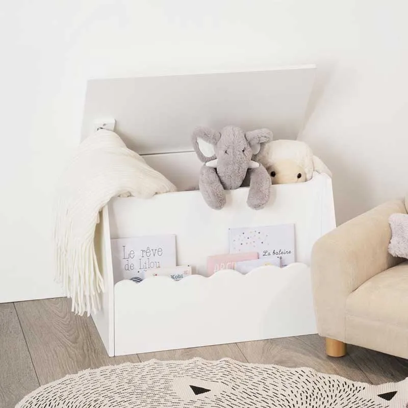 Coffre à jouets bibliothèque Blanc - 38x38x57,5cm-2