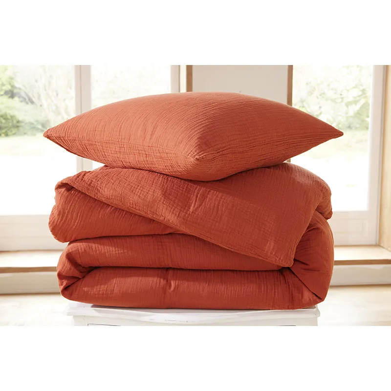 Parure 3pcs gaze de coton Terracotta-1