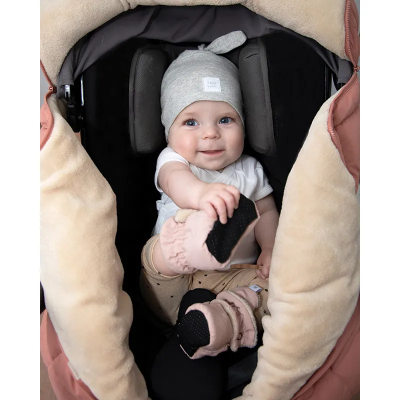 2 Bonnets Top Knot Hat Light Grey/Dark Grey - 0m+-7