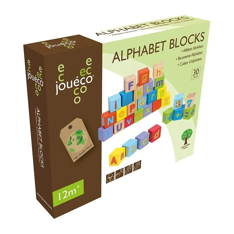 Cubes à empiler Lettres + Chiffres 30pcs - 12m+-1
