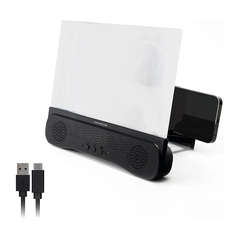 Amplificateur d’écran Téléphone Portable + Haut-parleur Rechargeable - 25,5x19,5x21cm-1