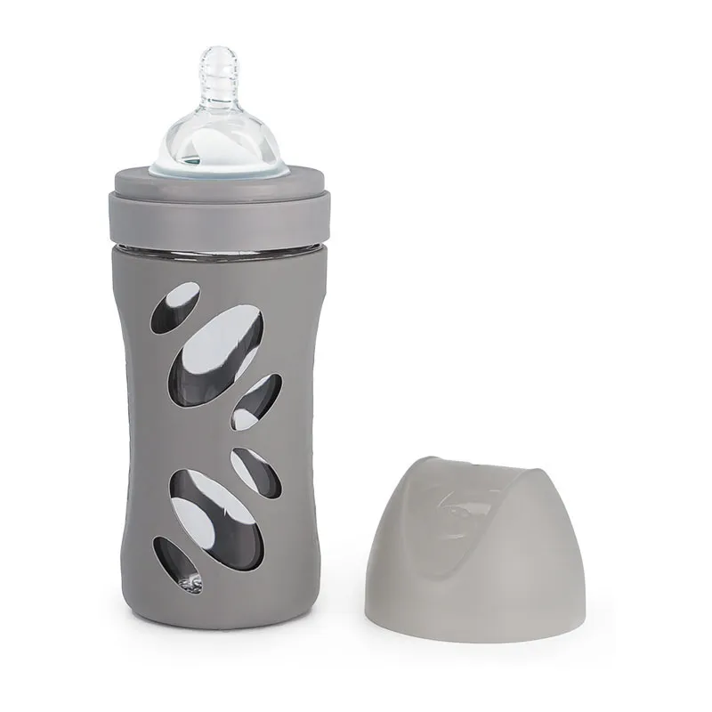 Biberon anti-colique Verre 260ml Gris Pastel - 2m+-0