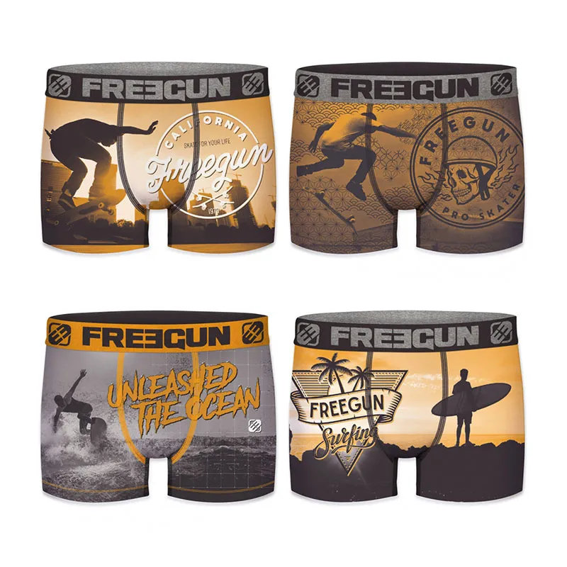 4 Boxers Garçon Jean & Skate Two Freegun - Orange-0