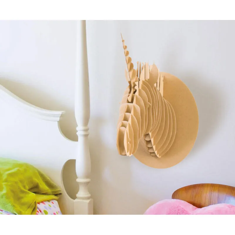 Trophée tête de licorne carton à assembler - 25x40x28cm-2
