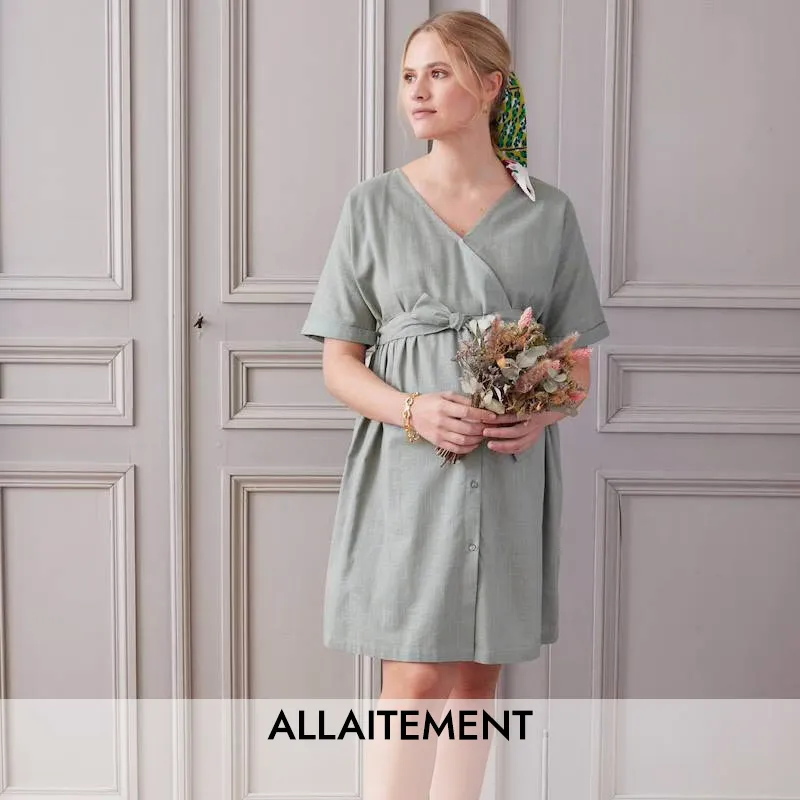 Robe courte de grossesse/allait - Vert-0
