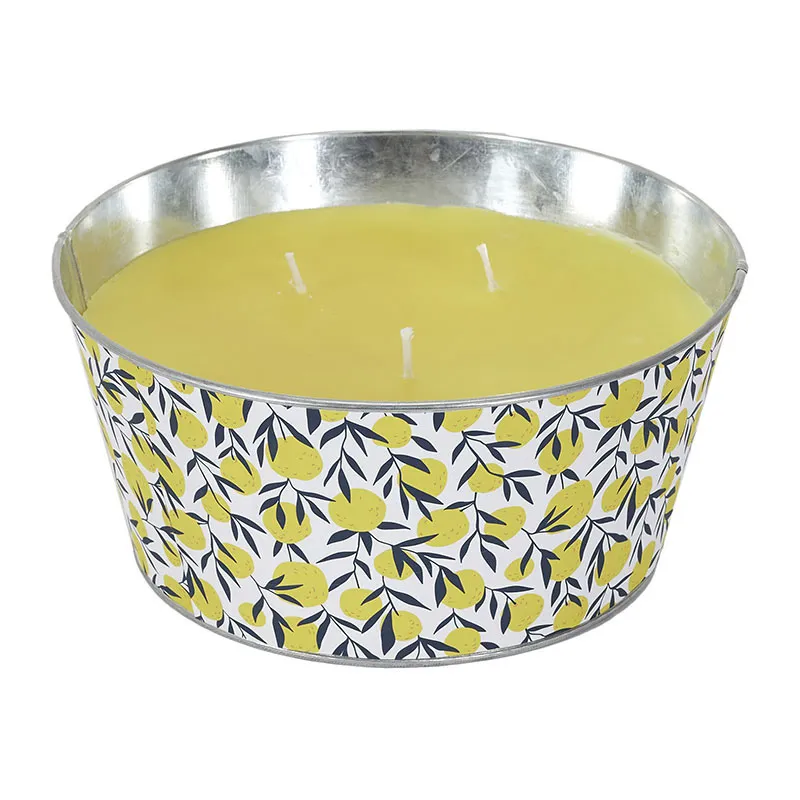 Bougie parfumée citronnelle pot métal Aléat. - 9x20.50cm-3