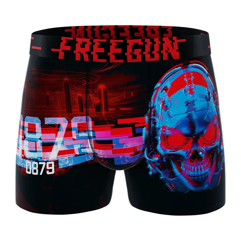 5 boxers homme Tech Glitchy - Noir/Jaune/Violet/Rouge-7