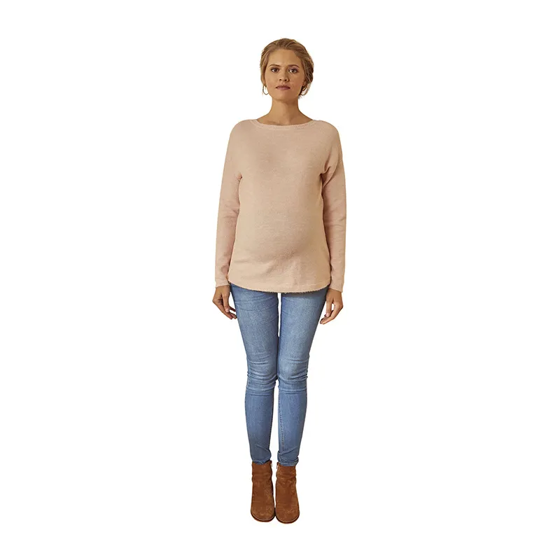 Pull de grossesse/allait col V - Rose saumon-2
