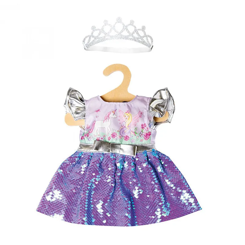 Robe à sequins + Couronne Licorne & Fée - Poupée 28-35/35-45cm-0