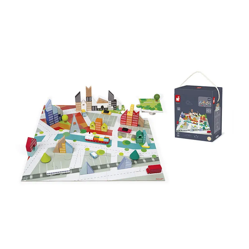 Jeu 2en1 Kubix Blocs + Puzzle Ville 80pcs - 36m+-1