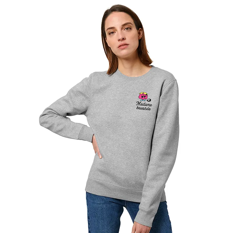 Sweat Femme Madame bavarde coeur - Gris Chiné-0