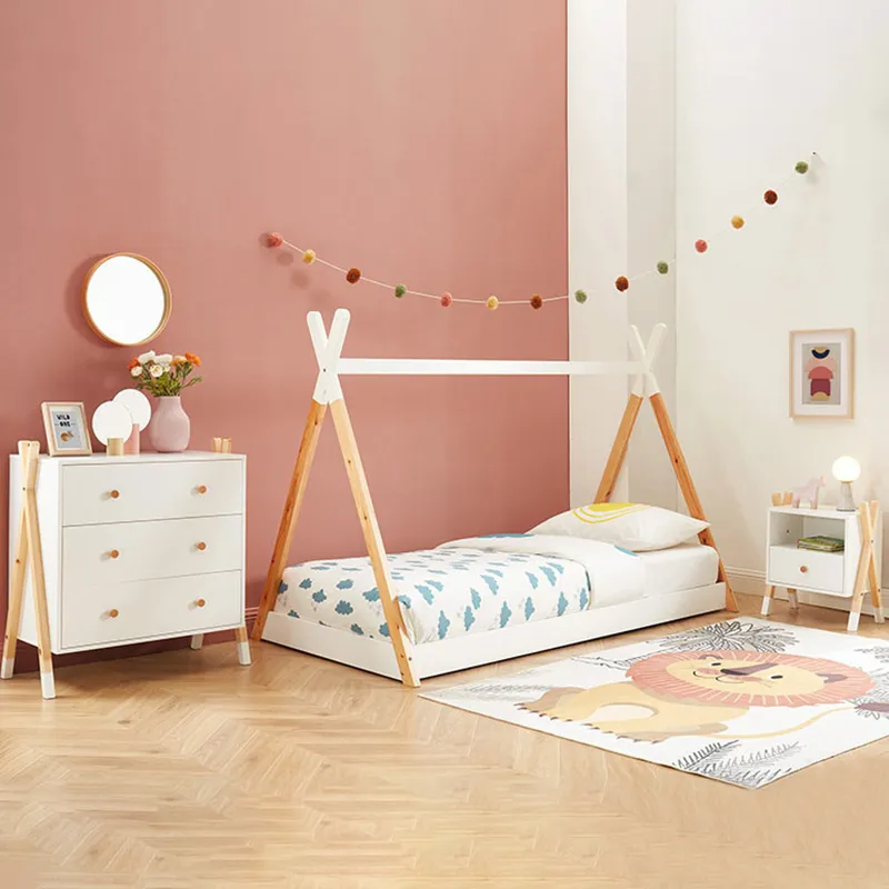 Ensemble chambre enfant Tipi Bois/Blanc - 90x190cm-0