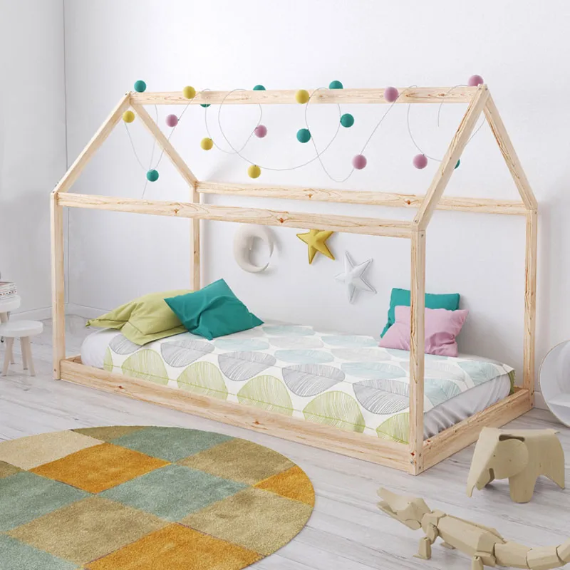 Lit cabane + Sommier Panda Brut - 70x140cm-0