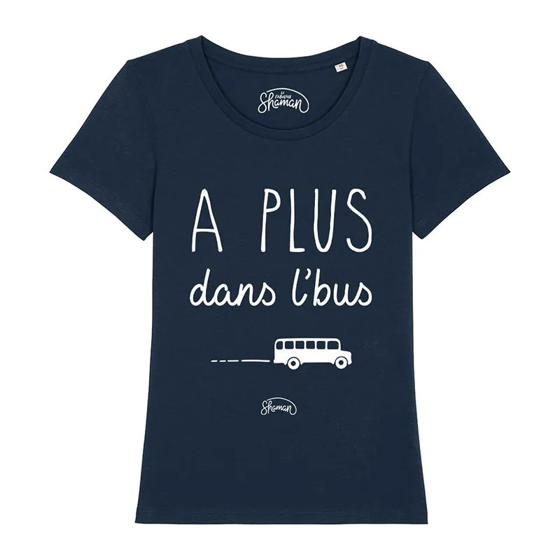 T-shirt Femme A plus dans l'bus BIO - Marine-0