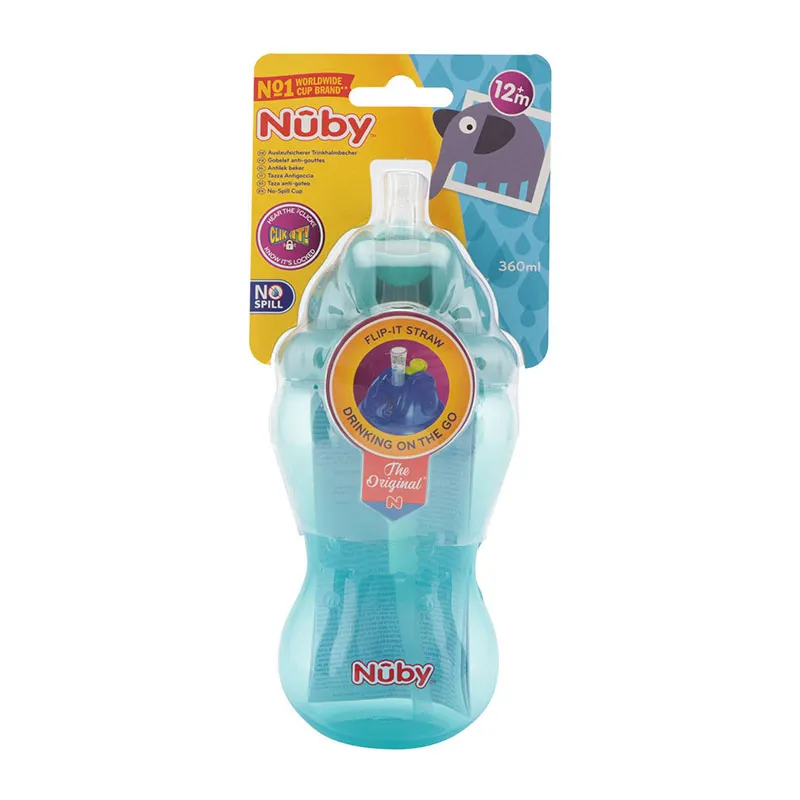 Gobelet anti-goutte Flip-it avec paille 360ml Aqua - 12m+-2