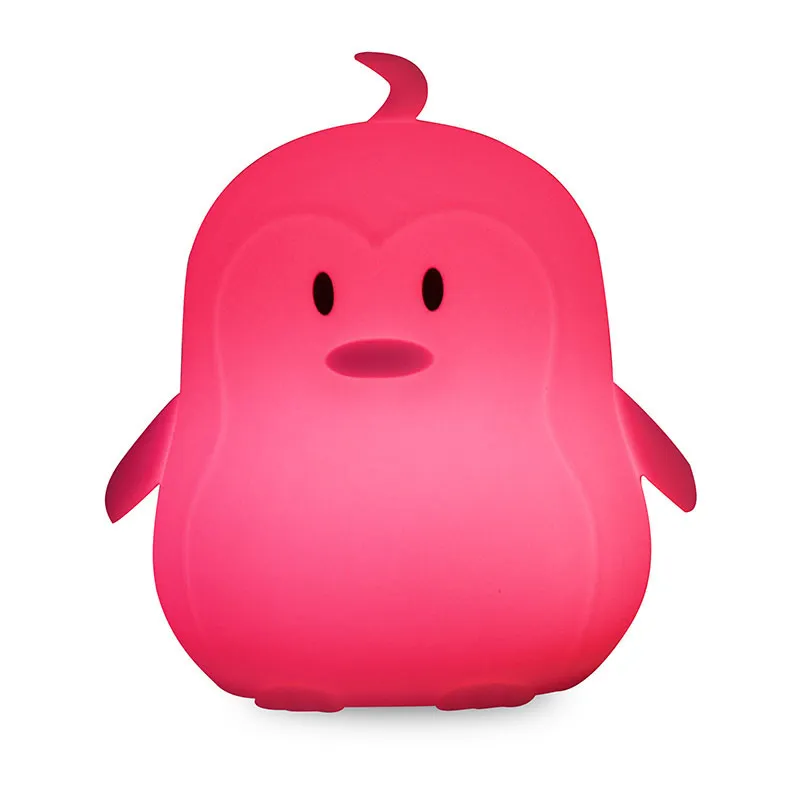 Veilleuse silicone USB Pingouin 8 couleurs - 9x11cm-5