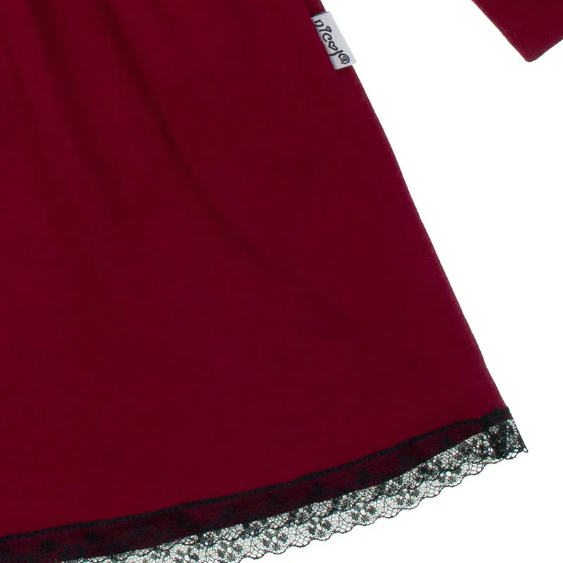 Robe ML à volant Coton - Bordeaux-2