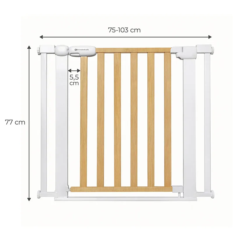 Barrière de sécurité Lock&Go Blanc/Bois - 75-103cm-3