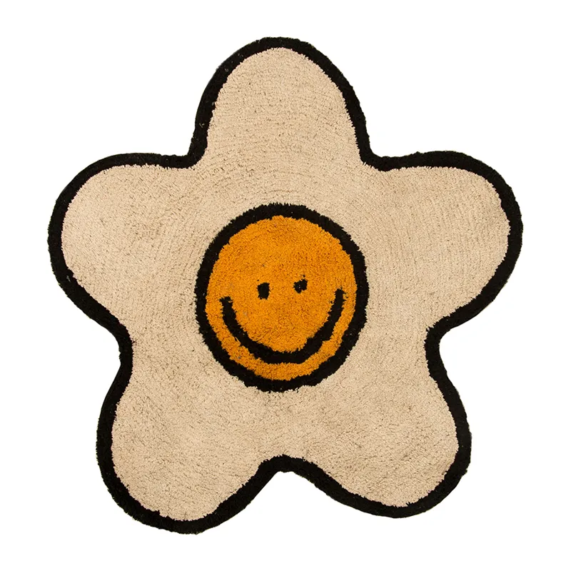 Tapis Coton Smiley Orange - 90x90cm-1