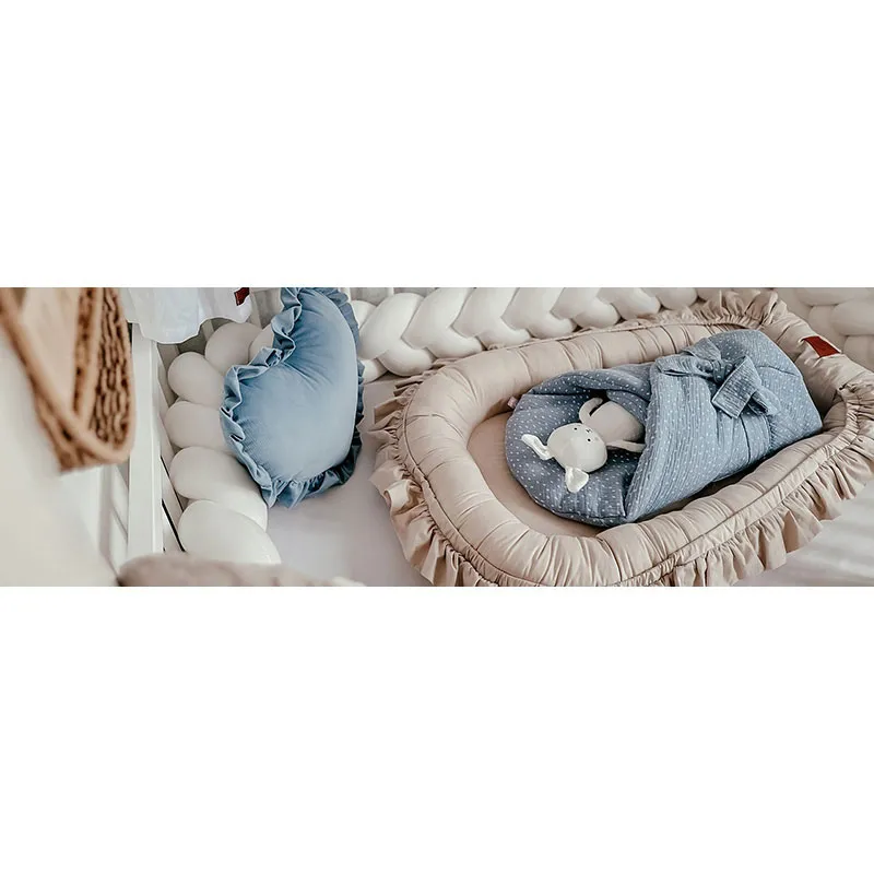 Cocon cale-bébé à volants Beige - 110x60cm-8